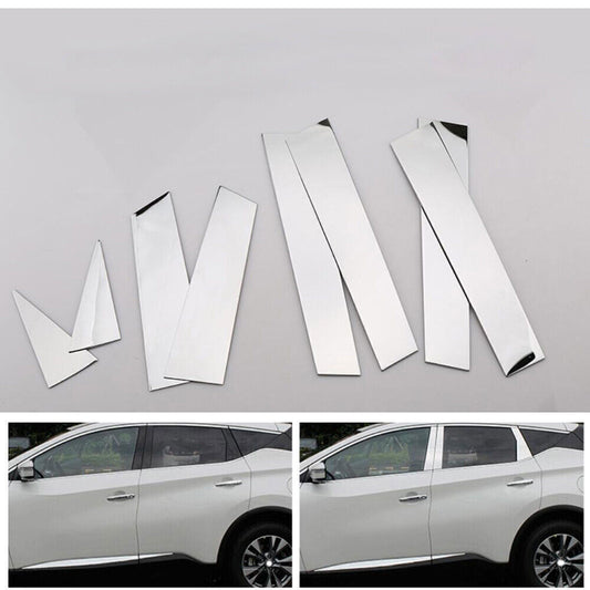 for Nissan Murano 2015-2024 Silver Steel Window Pillar Post Cover Decor Trim 8X