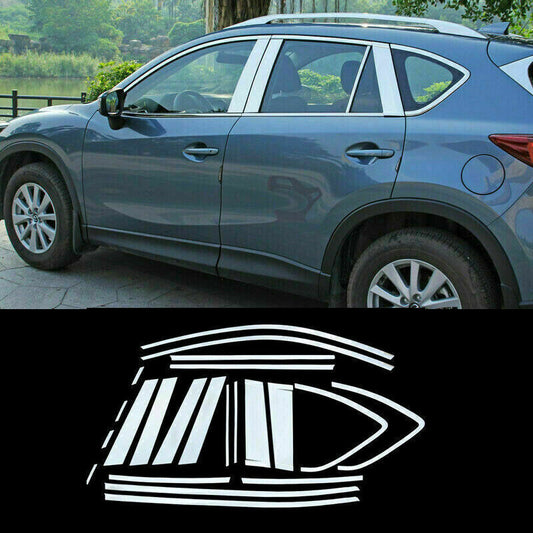 22x for Mazda CX-5 2012-2016 Steel Chrome Full WindowPost Strip Sill cover trim