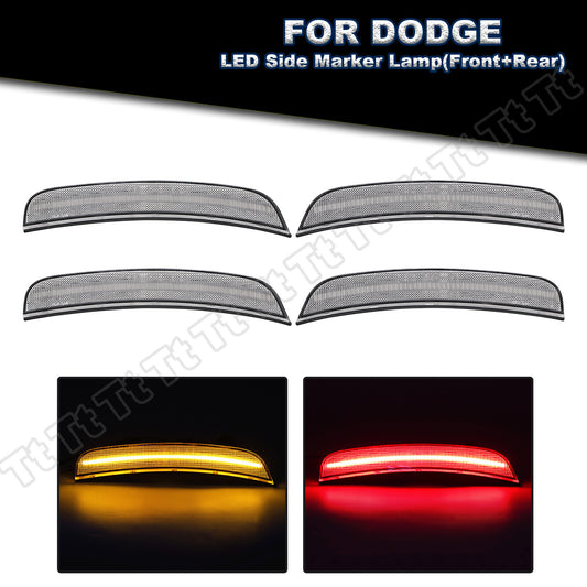4 Pieces Front and Rear Bumpers Amber Red LED Side Marker Lights for 2013 - 2017 for Dodge Viper - v