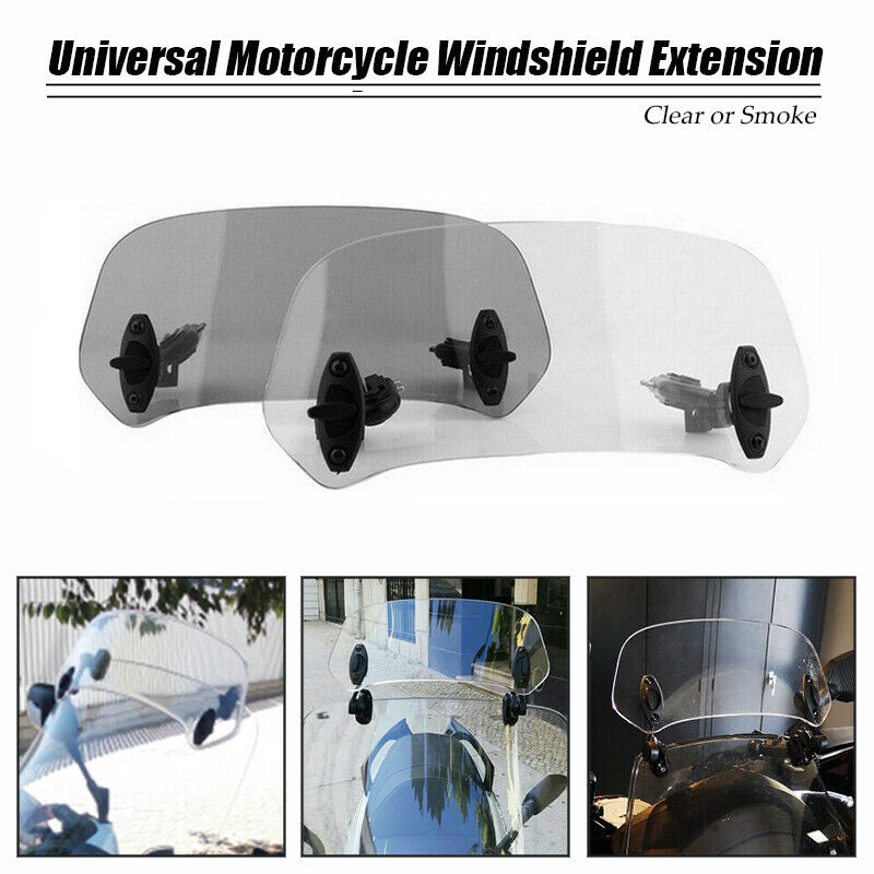 Adjustable Windshield Clip On Extension Spoiler Wind Deflector For Motorcycle Q