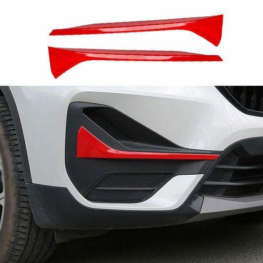 for BMW X1 F48 2020-2022 ABS Red Outer Front Bumper Fog Lamp Light Strip Trim 2P