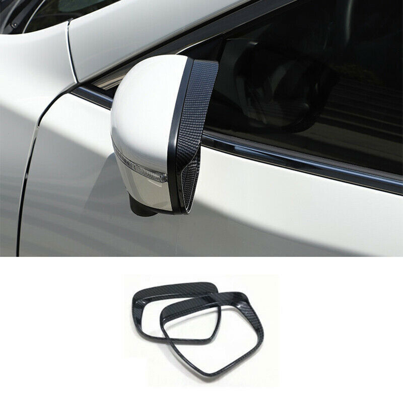 2Carbon Fiber Rear View Mirror Frame Protective Trim for Nissan Rogue 2014-2020