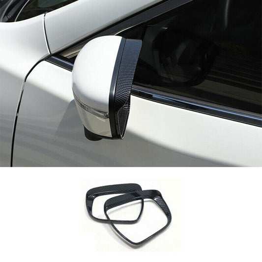 2Carbon Fiber Rear View Mirror Frame Protective Trim for Nissan Rogue 2014-2020
