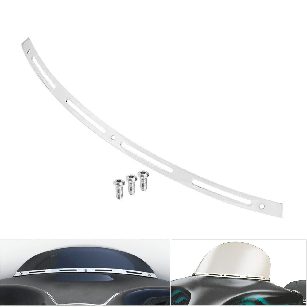 Chrome Slotted Batwing Fairing Windshield Trim for Harley Touring Glide 96-13