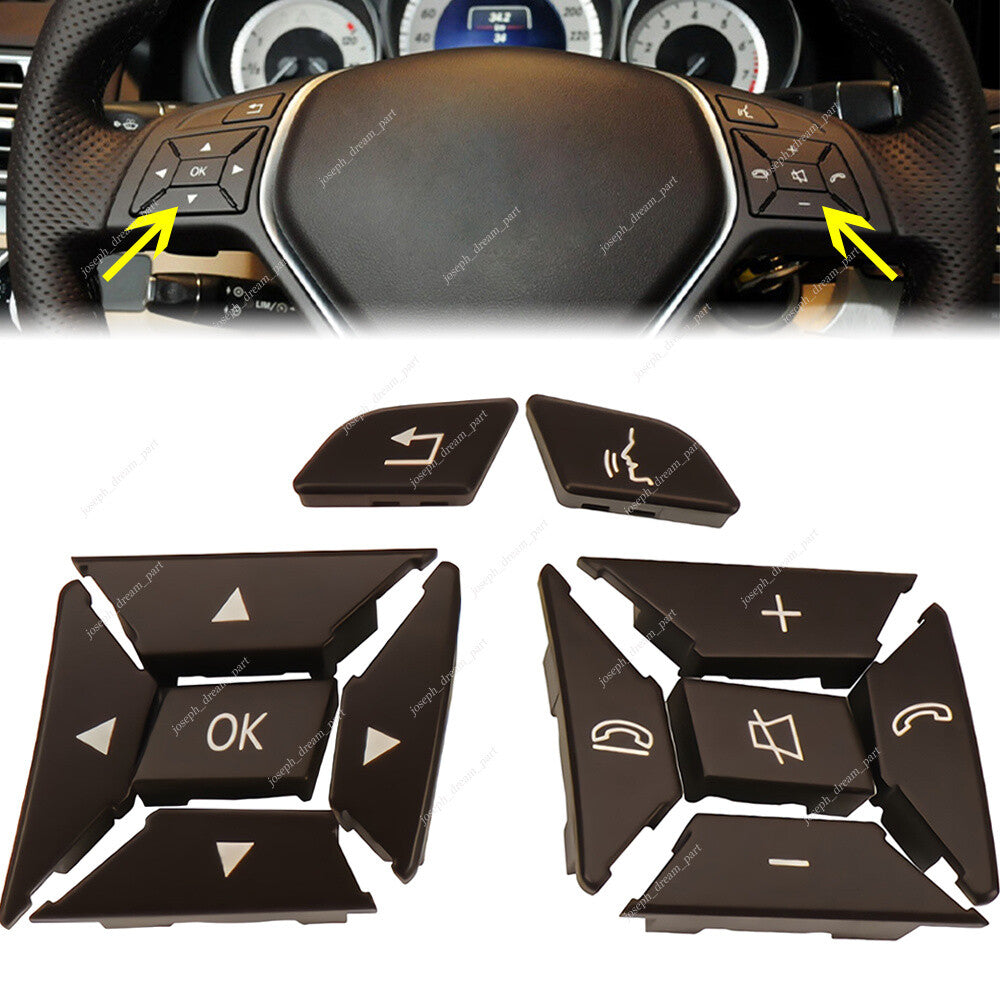 for Mercedes E Class Brown LHRH Steering Wheel Control Button Multi Switch Cap