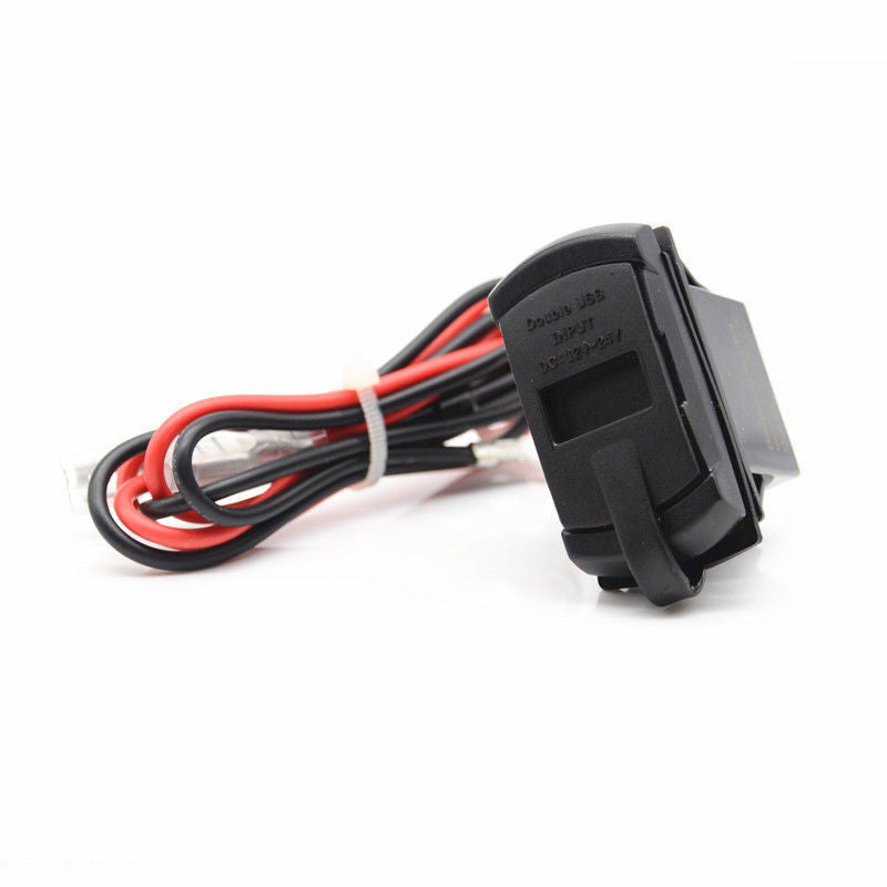 Car Marine Boat Dual USB Blue LED Voltmeter Socket Power Supply Charger Port 12V