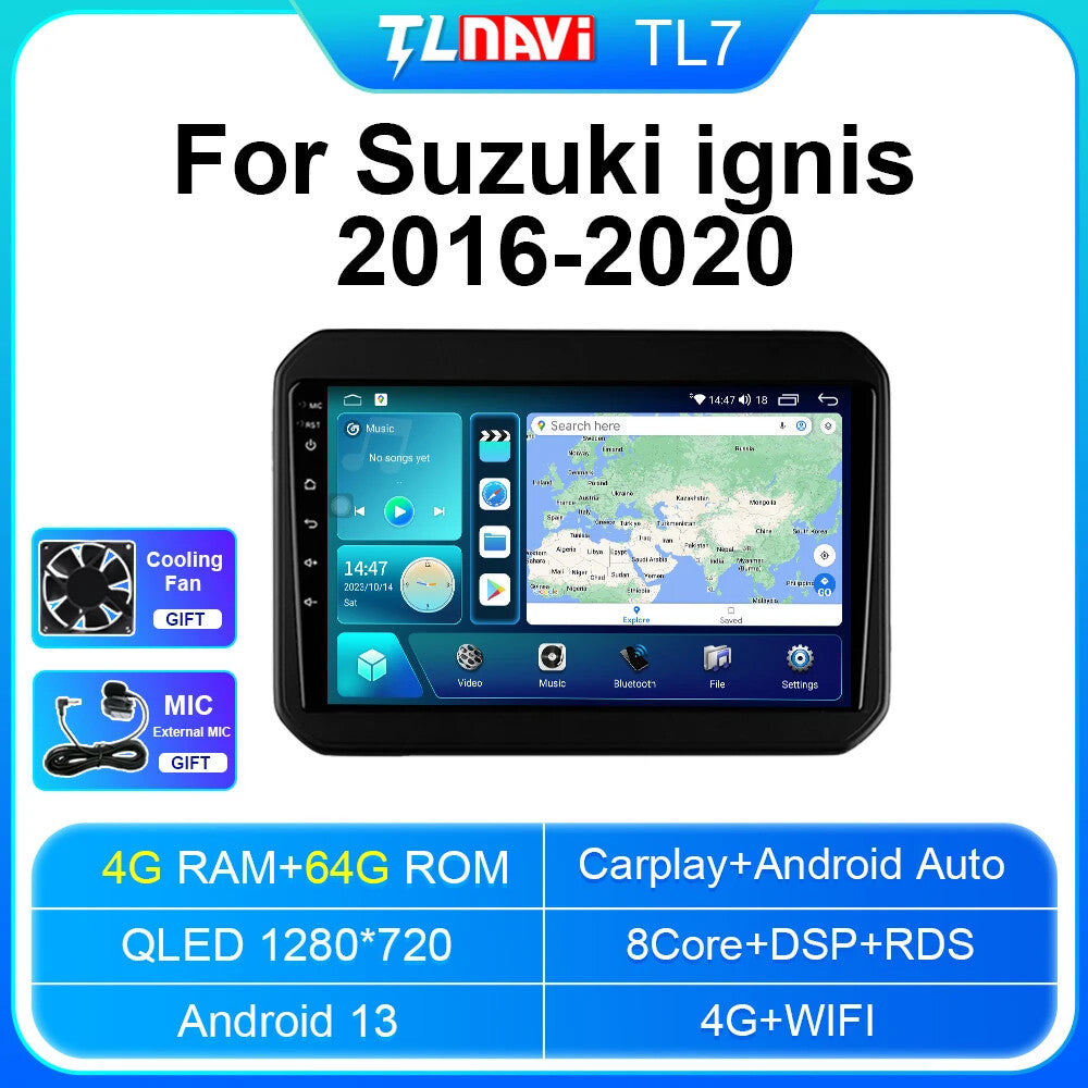for Suzuki Ignis 2016-2020 Android Auto Carplay Car Radio GPS Multimedia Screen