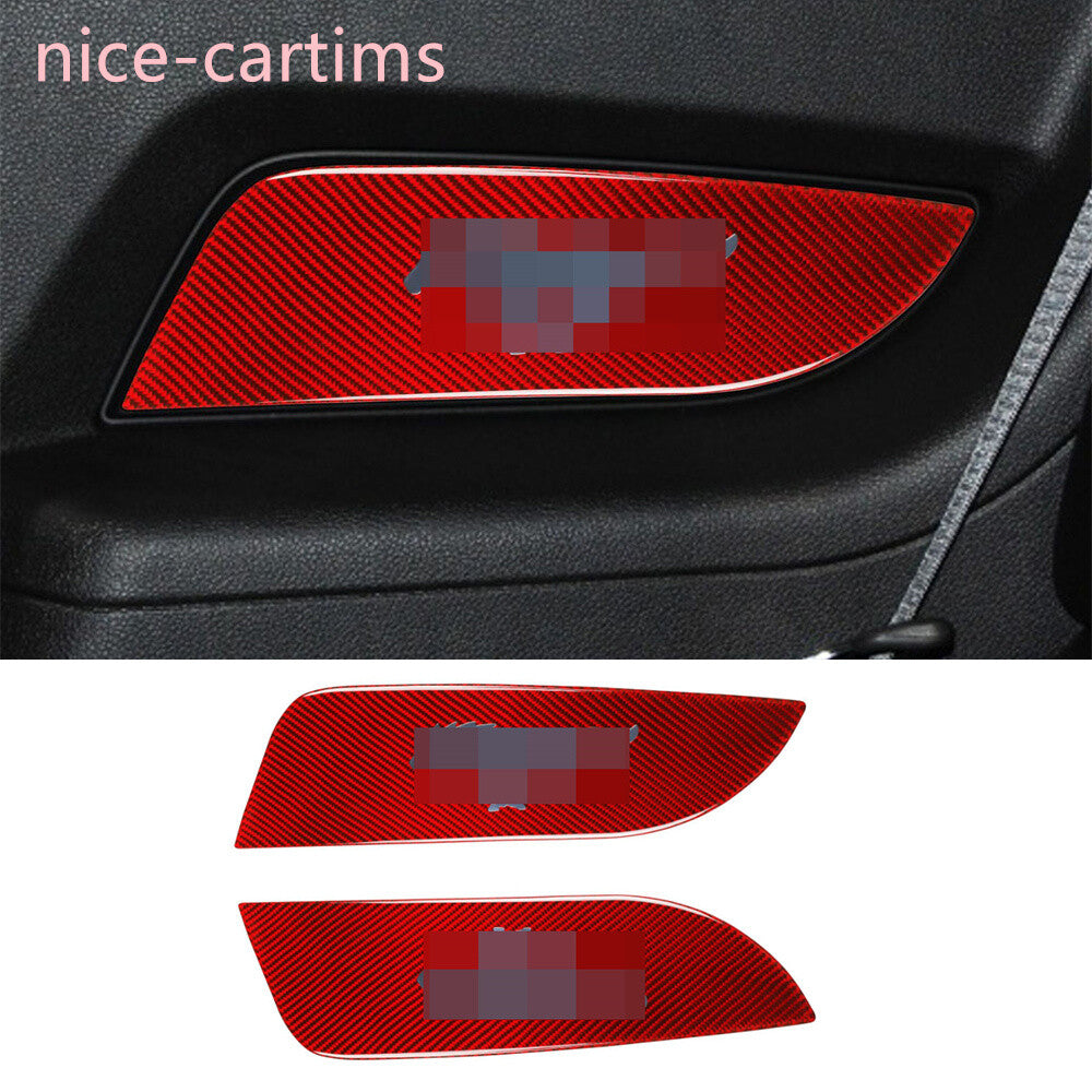 Red Carbon Fiber Interior Rear Door Panel Decor Cover for Ford for Mustang 2009-2013