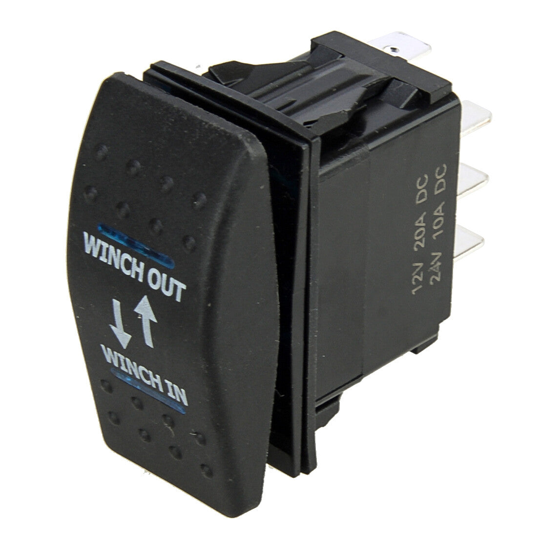 Momentary Rocker Switch Blue LED Light 7-pin Winch In/Out 12V-24V ON OFF ON New v