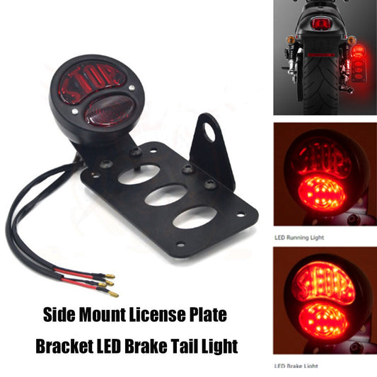 Motorcycle side-mounted license plate bracket, LED brake lights, taillights, 3/4 axle holes - n