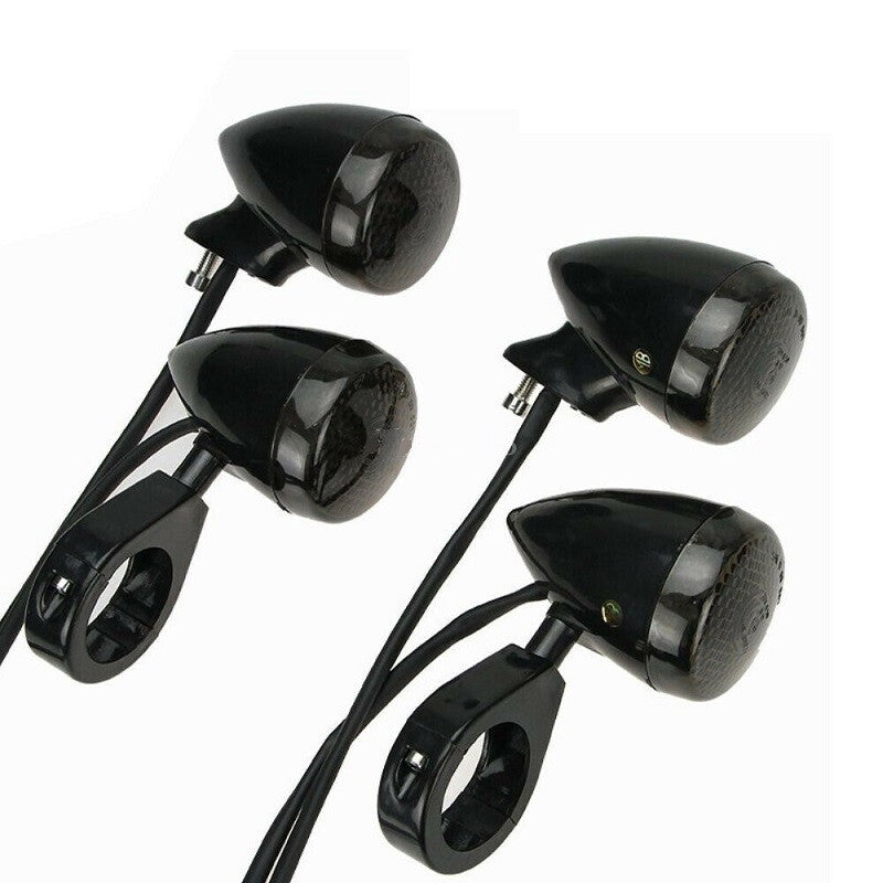 4-Piece Front and Rear Motorcycle Turn Signal Lights with 39mm Fork Clips for Harley-Davidson - n