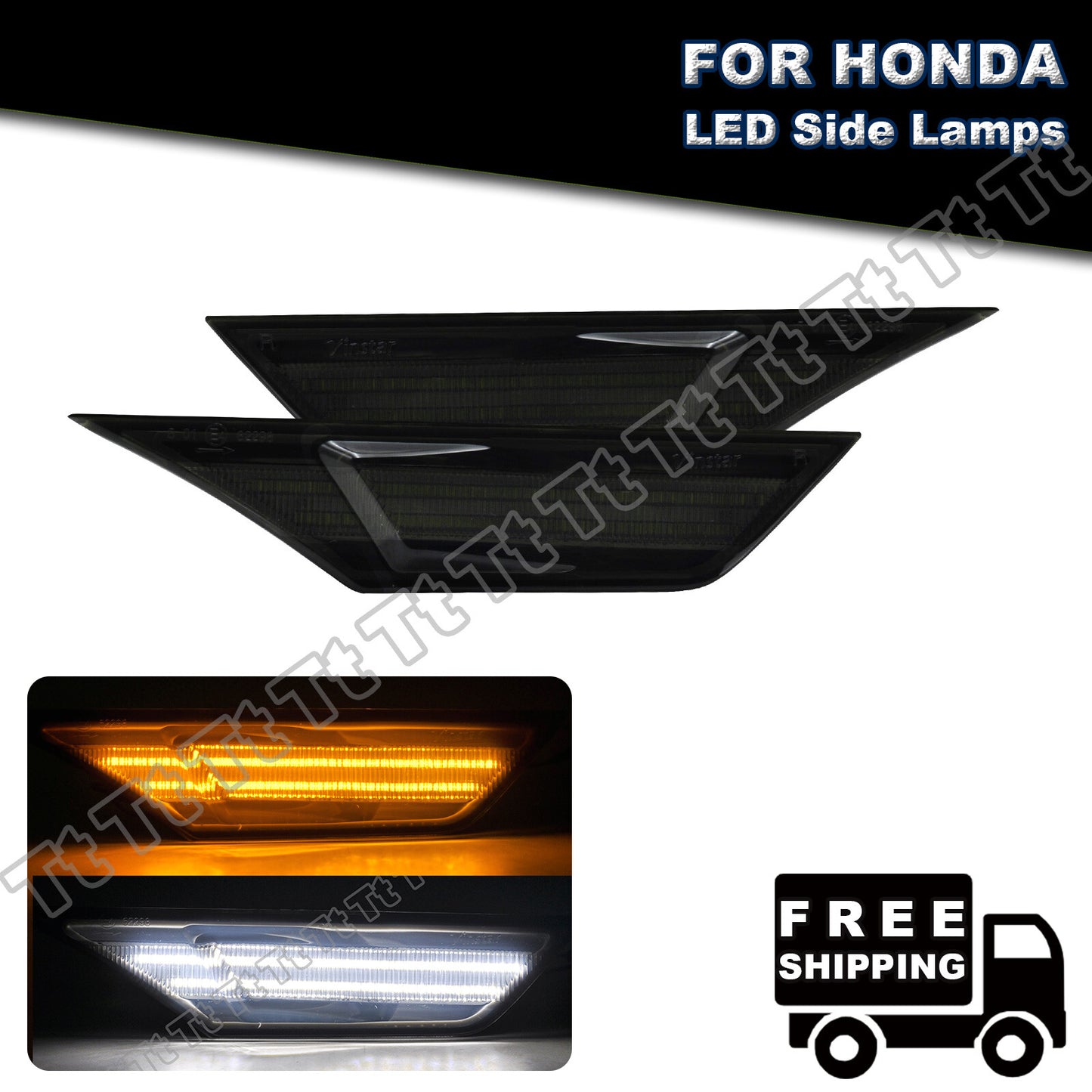 Suitable for 16-21 for Honda for Civic Hatchback LED Side Marker Light Turn Signal DRL Light Smoke - v