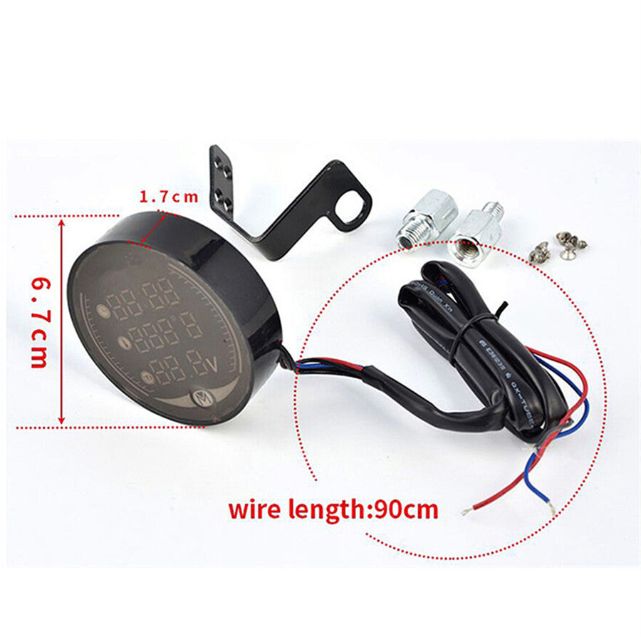 5IN 1Digital Motorcycle Water Temperature Gauge Voltmeter Clock W/18mm Sensor Q