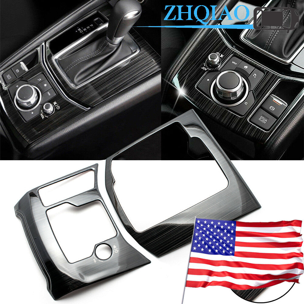 for Mazda CX-5 2017-2021 Gear Shift Console Panel Frame Cover Trim Black Titaniu