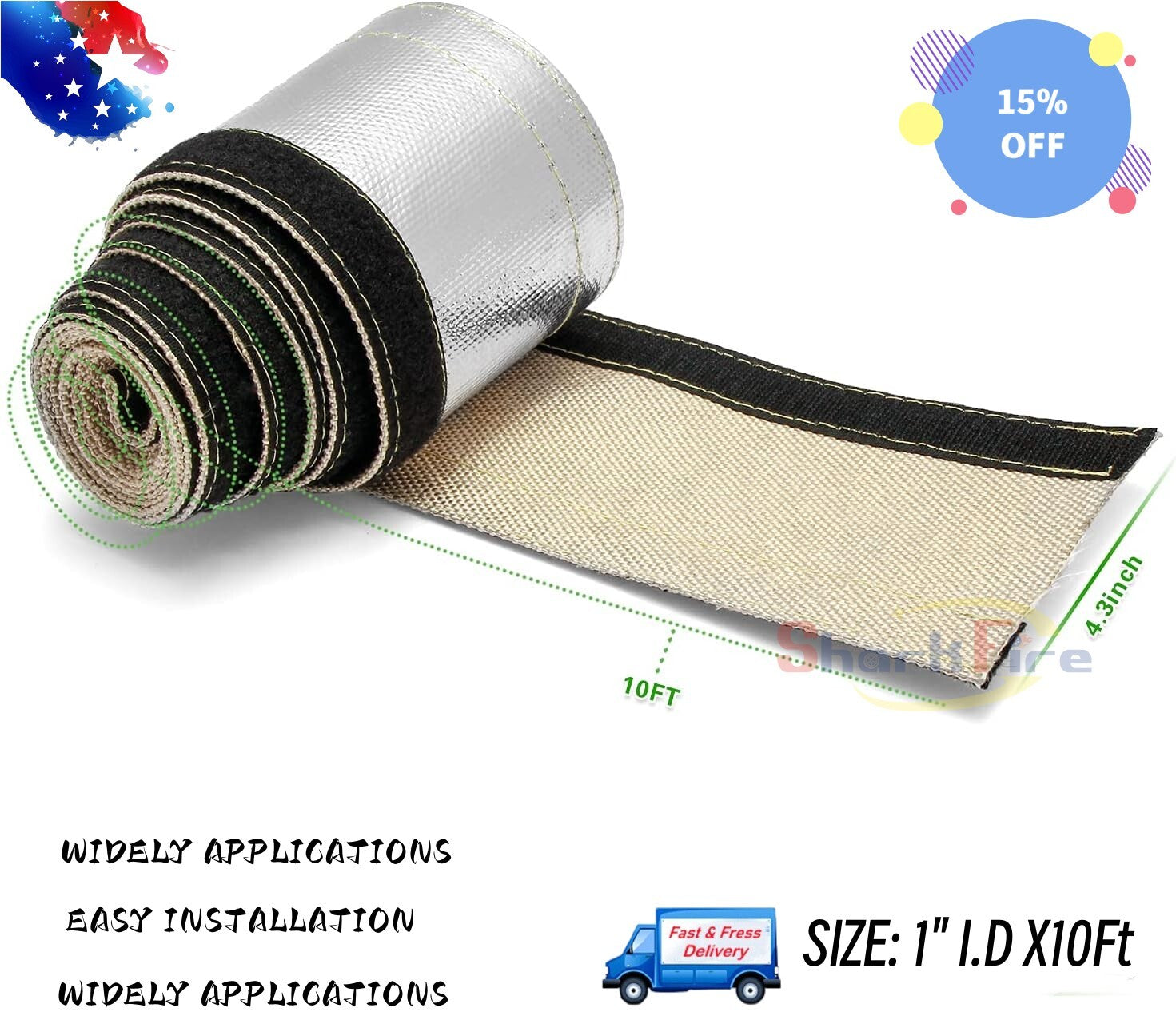 Aluminized Heath Heat Wrap Wire Shield Sleeve1ID Wire Heat Insulation