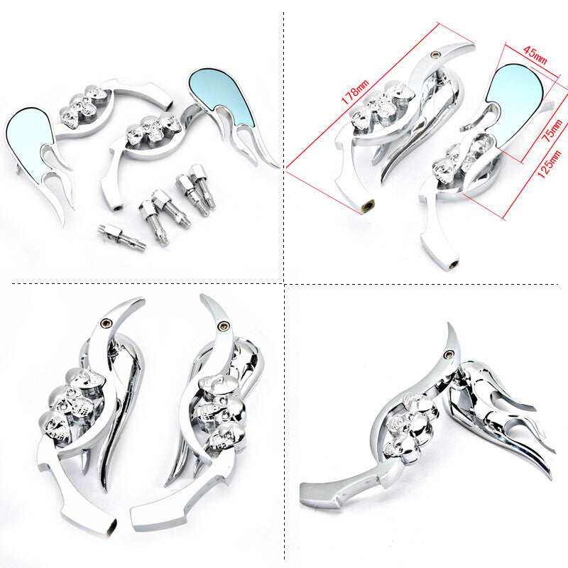 Motorcycle side mirrors for Chopper Cruiser bicycles - Chrome Q