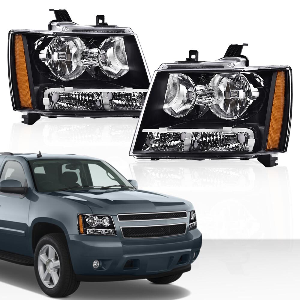 Piece amber corner black headlights are suitable for 07-14 Avalanche Tahoe Suburban- v