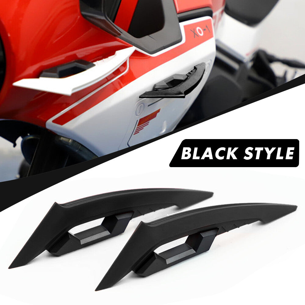 2-Piece Universal Motorcycle Airfoil Aerodynamic Boiler Adhesive Black Trim - n