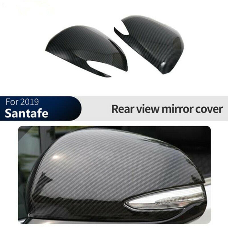 2X Carbon Fiber Rearview Side Mirror Cover Trim for Hyundai Santa Fe 2019-2022