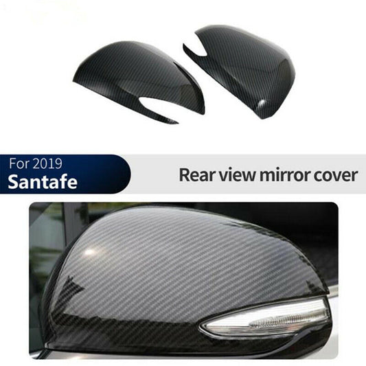 2X Carbon Fiber Rearview Side Mirror Cover Trim for Hyundai Santa Fe 2019-2022