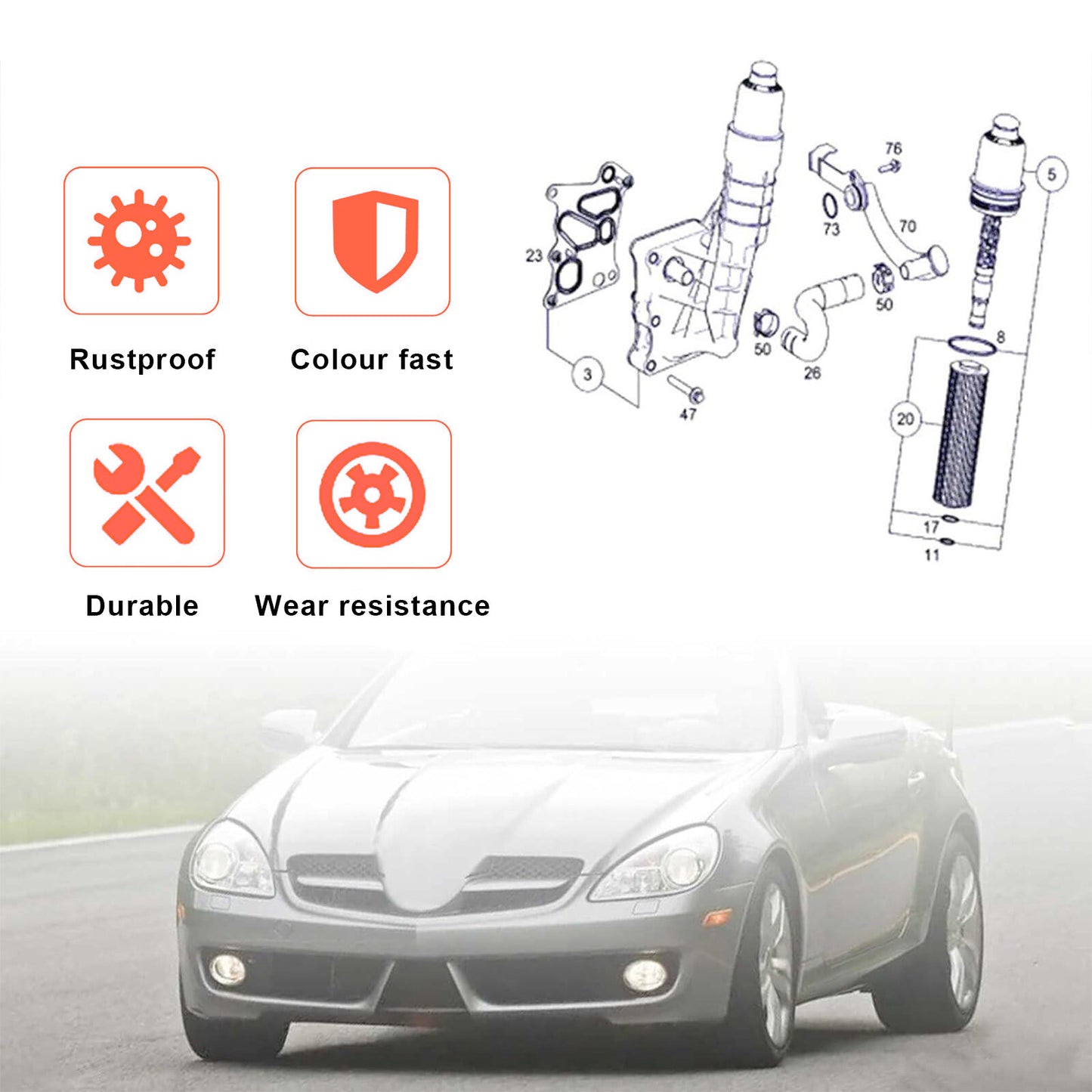 A2711801410 Engine Oil Cooler Filter Housing for Mercedes-Benz C250 SLK250 1.8L Q