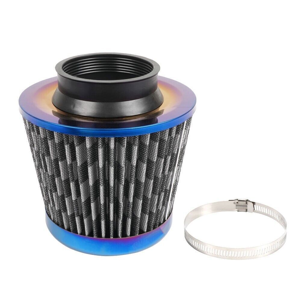 3 76mm High Flow Inlet Cold Air Intake Cone Replacement Dry Air Filter Carbon Q