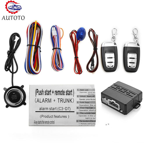 Car Alarm Remote Start Keyless Push Start System Fit For 12V Car Universal