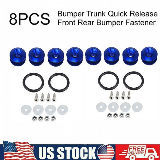 8-Piece Car Bumper Quick Release Front and Rear Bumper Fasteners, Trunk Mudguard Clips (Blue)