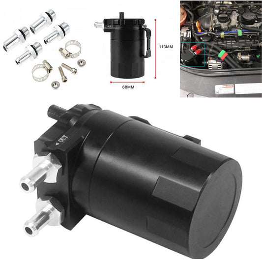 Car Aluminum Oil Catch Can Cylinder Baffled Engine Oil Separator Tank Reservoir