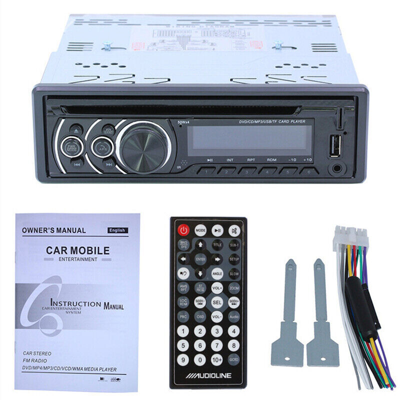 12V LCD 1DIN Car Bluetooth DVD/CD Player Remote Control MP3 Music Audio Radio n