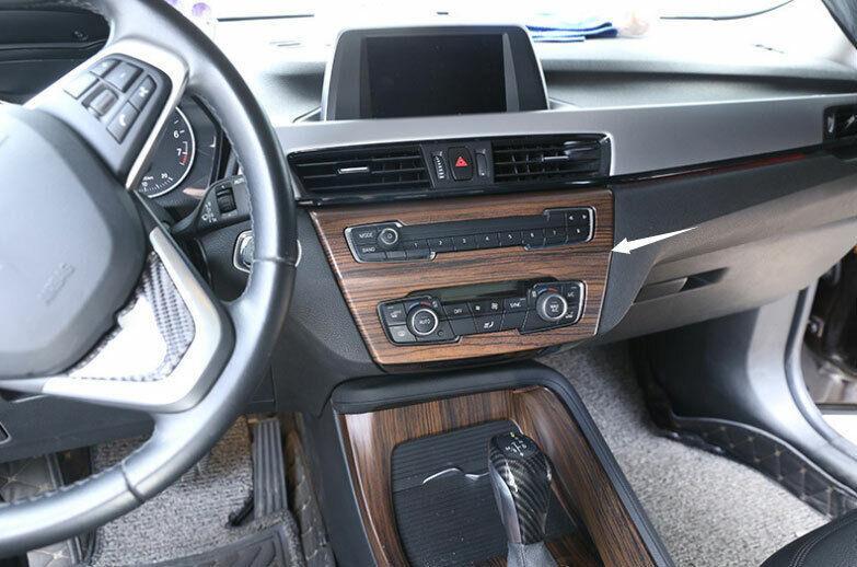 for BMW X1 F48 2016-2021 Pine Wood Grain Console CD Button Control Frame Trim