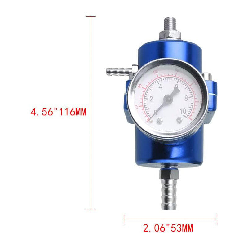 Universal Adjustable Fuel Pressure Regulator Kit, Aluminum Fuel Regulator, Blue