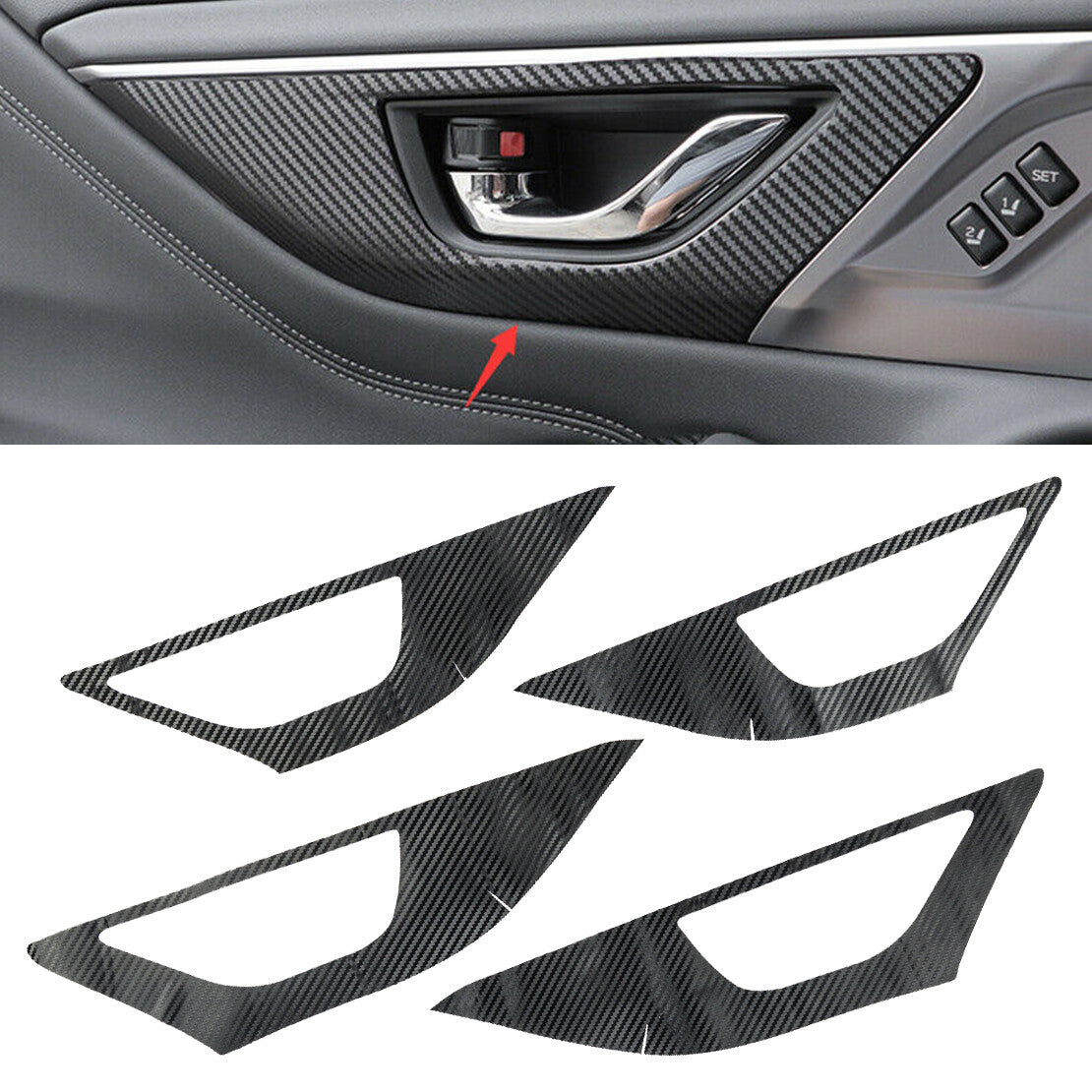 4x Interior Door Handle Bowl Cover Trim Decor Fit for for Subaru Outback 2020-2022 v