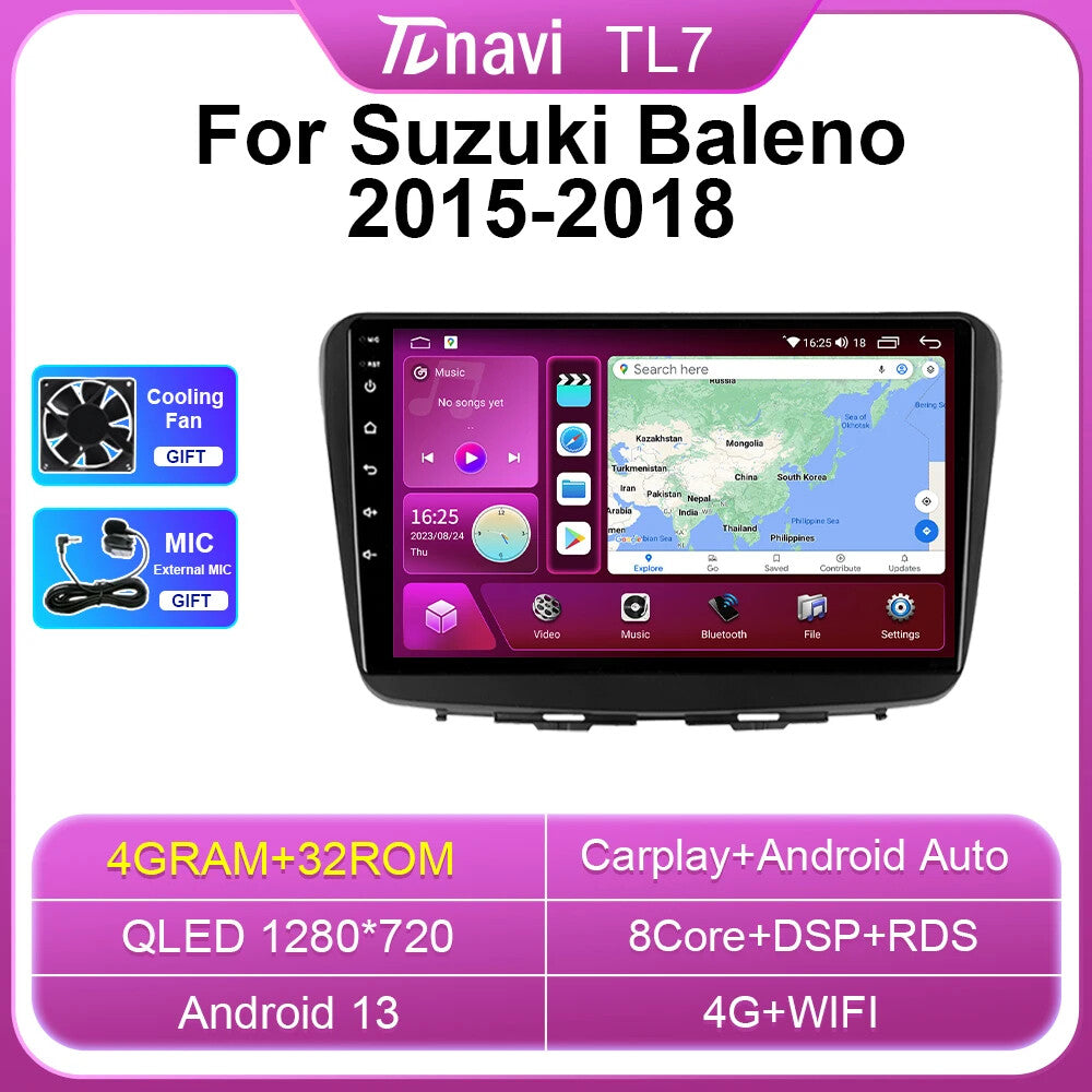 for SUZUKI Baleno 2015-2018 Android Carplay Car Stereo Radio GPS Player Screen