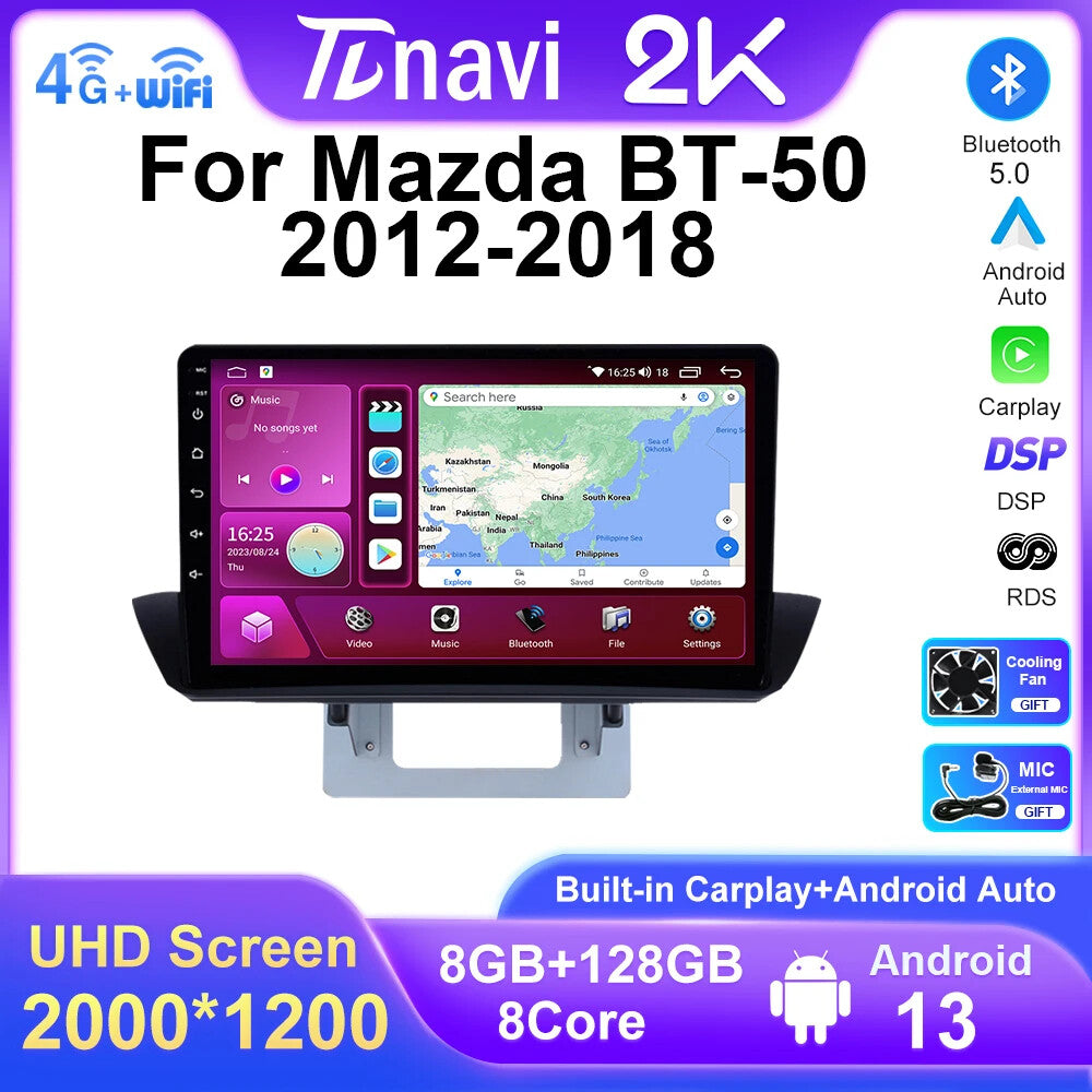 for Mazda BT50 2012-2018 Car Radio CarPlay Android Player Multimedia GPS Screen