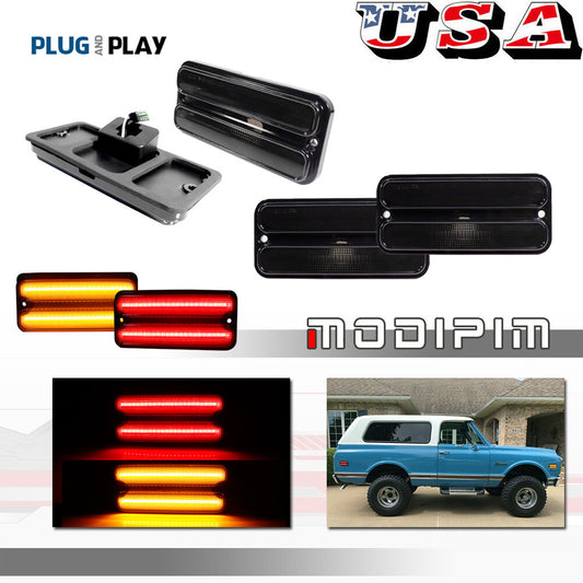 Suitable for 1968-1972 for GMC truck smoke lens front and rear side marker signal light kit- v
