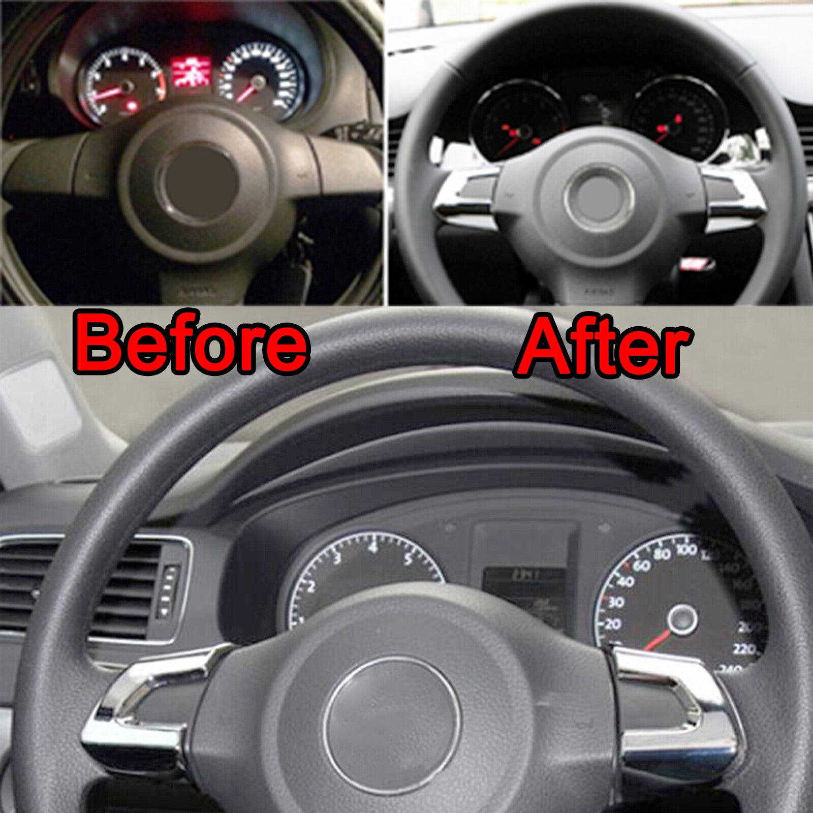 Chrome Steering Wheel Cover Trim for VW for Jetta for Golf MK6 Polo for Bora Car Accessories Q