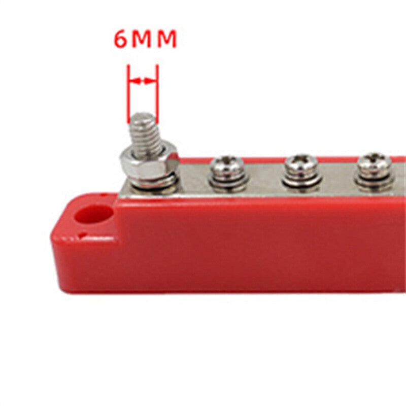 10-channel power distribution terminal block with screw cap and battery bus strip suitable for automotive applications.