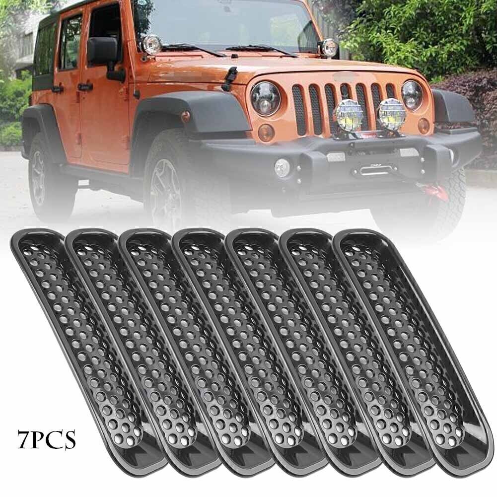 7pcs Front Insert Mesh Grille Cover Trim For 2007-2018 for Jeep for Wrangler JK US STOCK