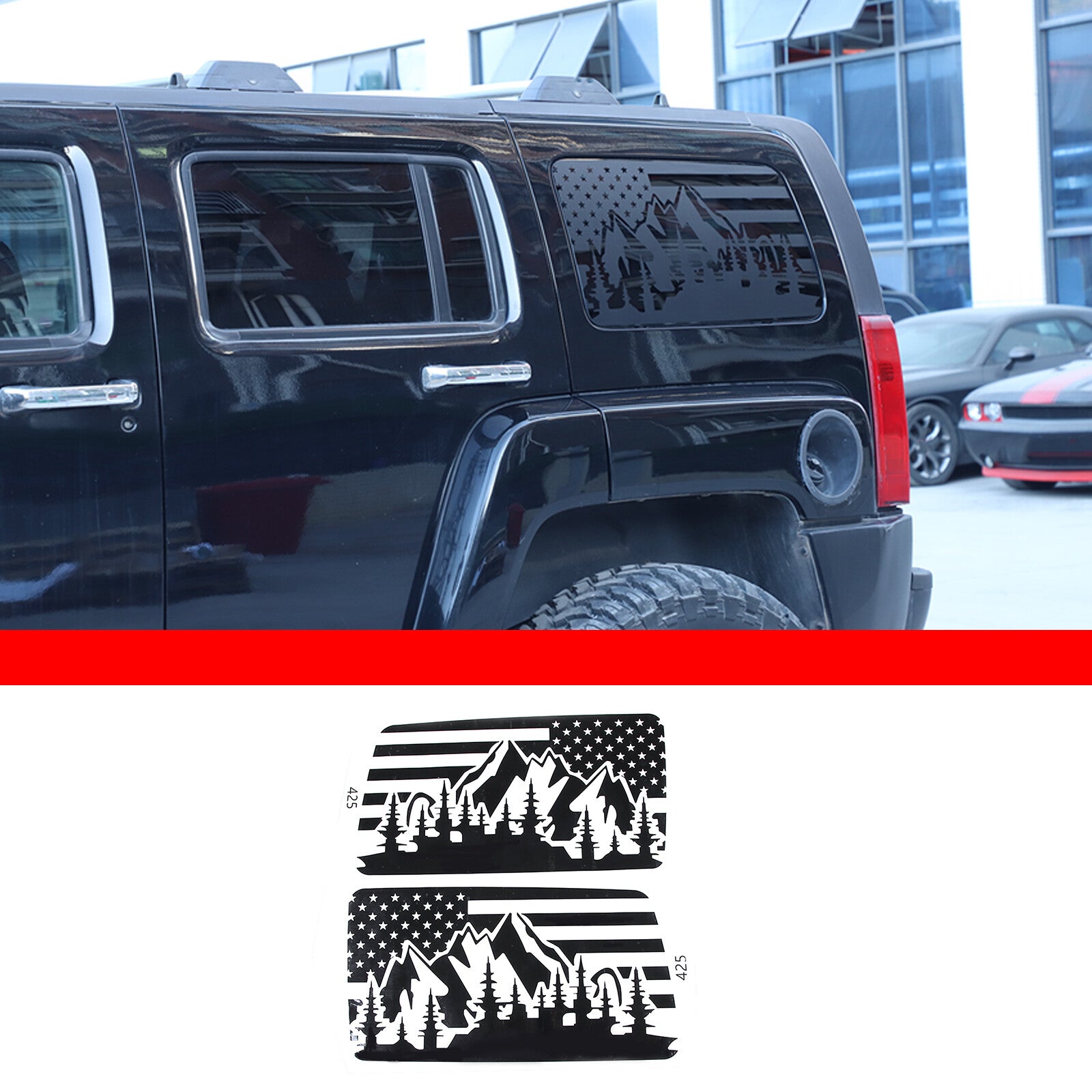 American flag window decal rear window sticker suitable for Hummer H3 2005 - 09 2 pieces