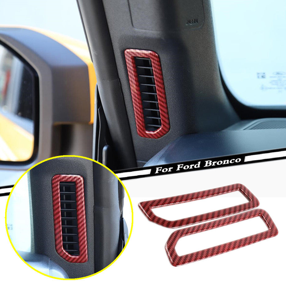 2P Car Side A-pillar Air Vent Cover For Bronco 21-23 Accessories Red Carbon v