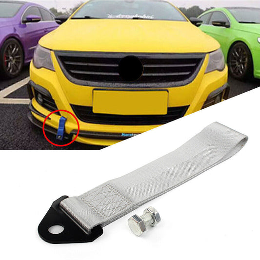 Racing Car Towing Strap Belt Rope Rally Hook Universal Rear/Front Bumper gray Q