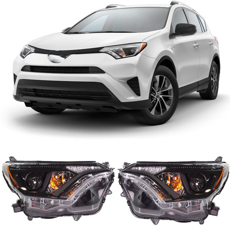 Driver and passenger side-mounted/packaged halogen headlights for Toyota RAV4 2016 - 2018