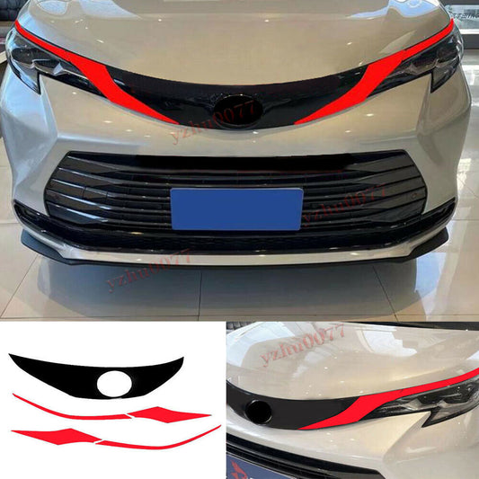 2021-2023 for Toyota for Sienna BlackRed Front Logo FrameHeadlight Eyebrow Cover5