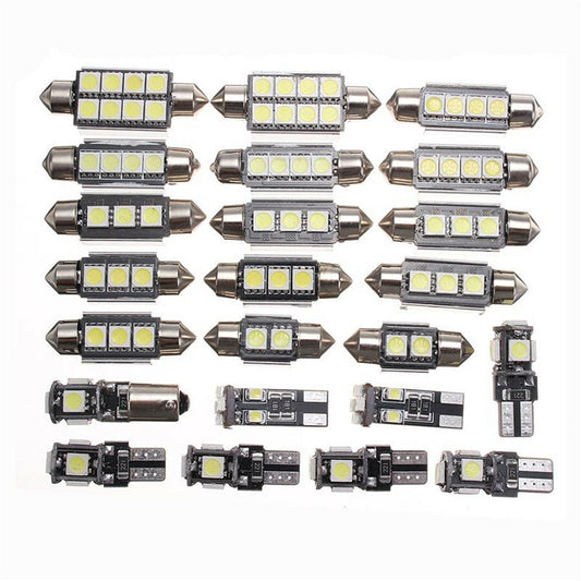 23x White LED Interior Lights Bulbs Kit Dome License Plate Lamps Car Accessories