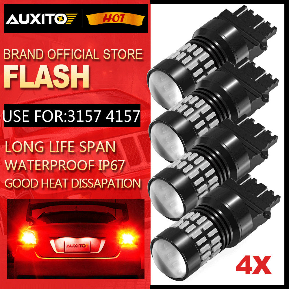 Limo Plus 3156 4157 3457 LED Red Flashing Light Brake Stop Tail Parking Bulb 4X- v