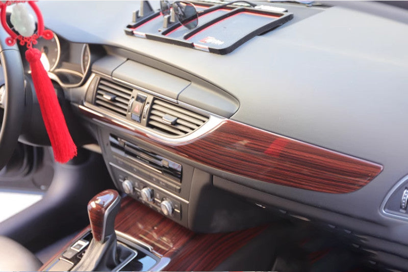 for Audi A6 2012-2018 Peach Wood Grain Inner Console Instrument Strip Cover Trim