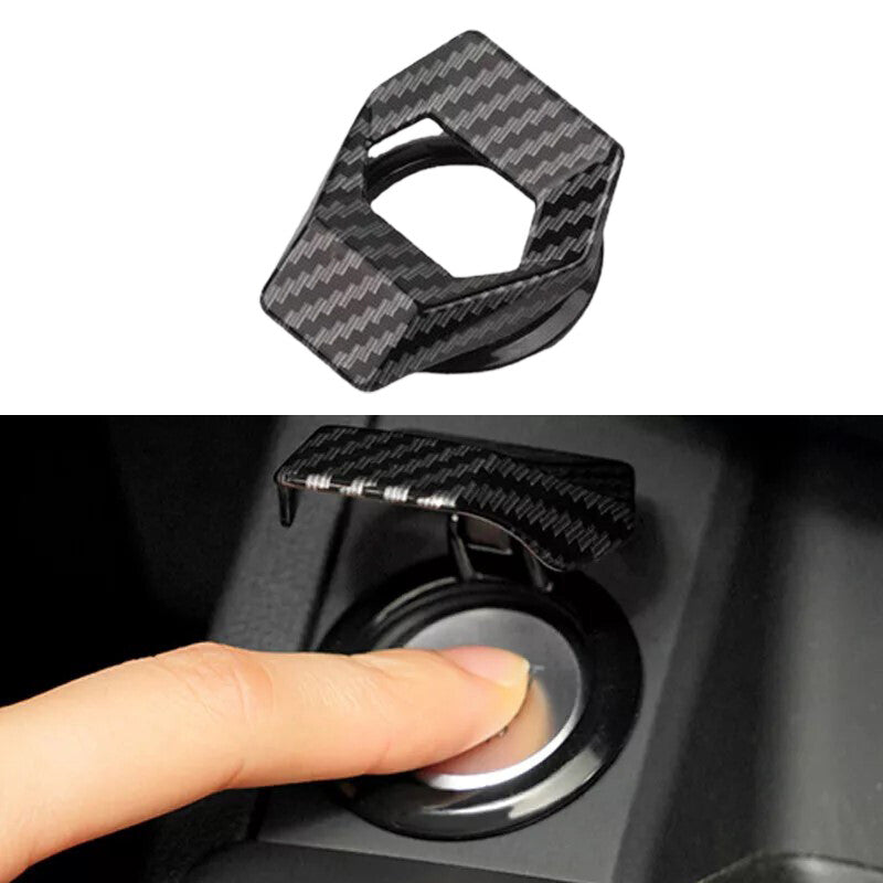 1PC Car Engine Start Stop Push Button Switch Cover Trim Accessories Carbon fiber