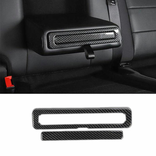 Fit for Ford F150 F-150 2015-2020 Carbon Fiber Rear Storage Box Cover Trim 2pcs