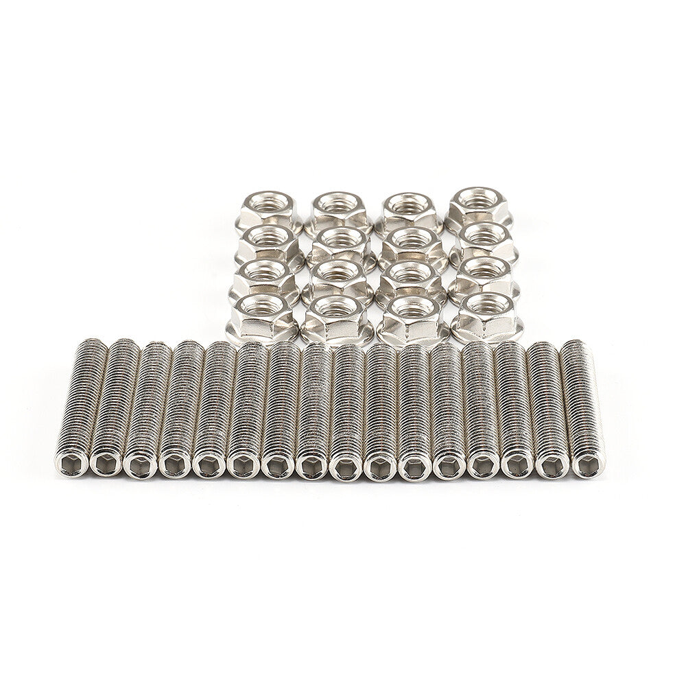 16-Piece Set of Exhaust Manifold Bolts  Stainless Steel Hardware for Ford 4.6L  5.4L V8